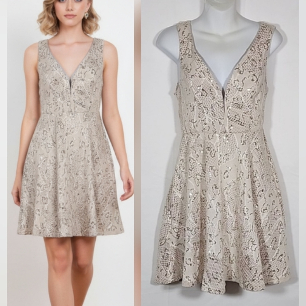 BAILEY BLUE Sequin Fit and Flare Cocktail Dress